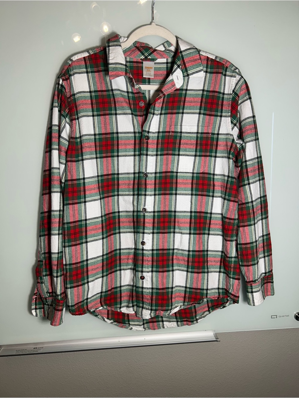 Gymboree Red, Green & White Plaid Cotton Button-Up Shirt